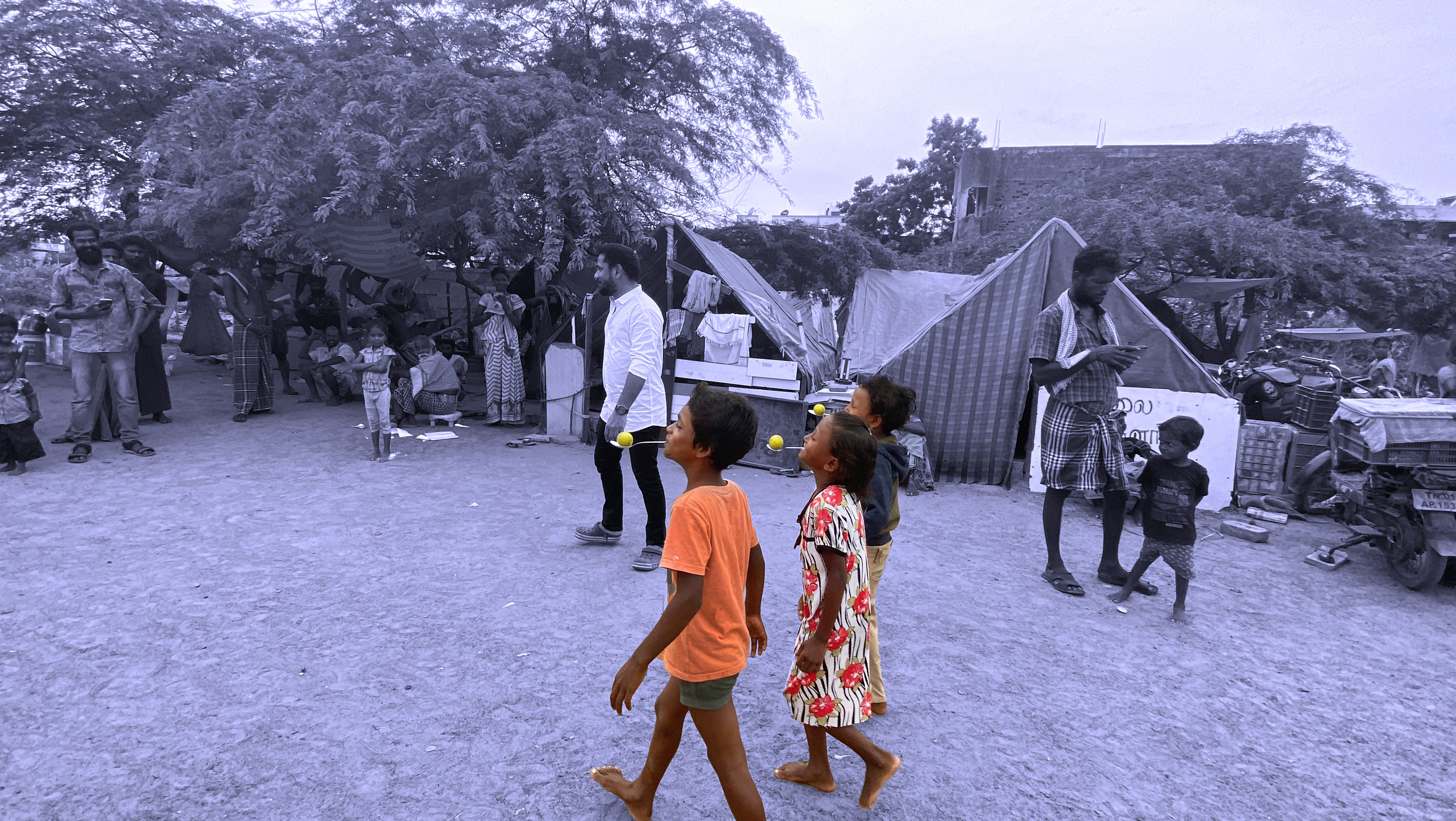 Children playing soccer